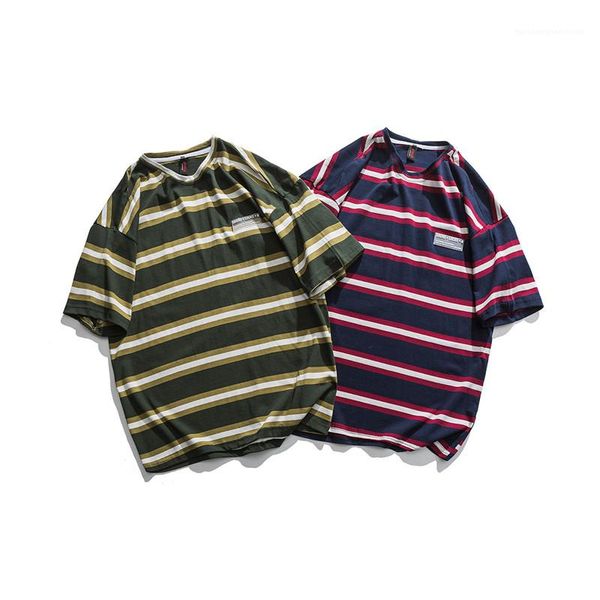 

short sleeve round neck men designer tshirts male apparel summer casual striped couple tshirt loose, White;black