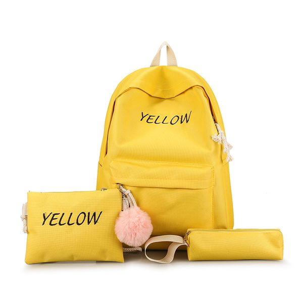 

letter printed girl's schoolbag women female canvas three-piece letter new backpack bookbag teenager for girls travel bags