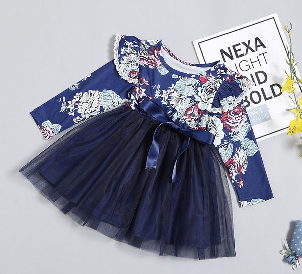 

ins leopard floral girls dresses long sleeve tutu kids dresses kids designer clothes girls princess dress baby dress baby girl clothes, Red;yellow