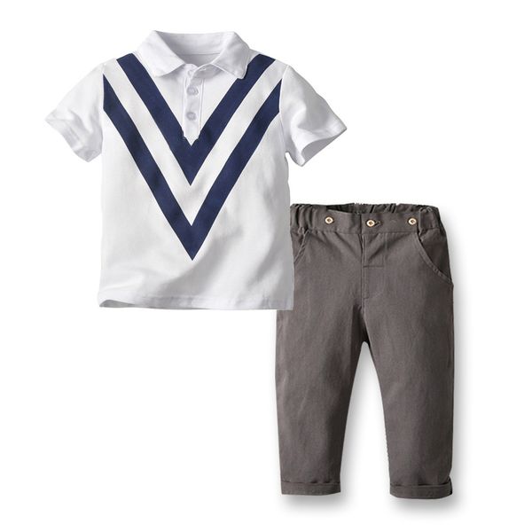

summer boy suit male baby cotton zhu to shirt boys printed shirt lapel casual pants two-piece set