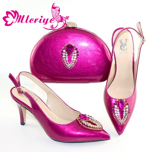 

fashion rhinestone ladies fuchsia shoes and bag set for party new design high heels shoes and bag set for wedding dress, Black