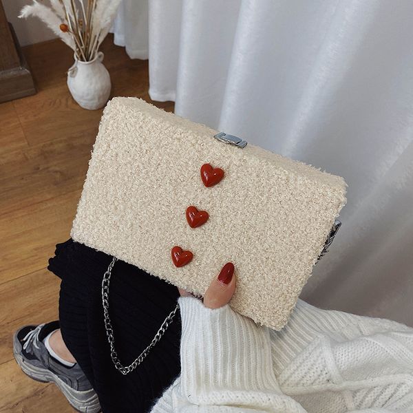

elegant female box crossbody bag 2019 winter new velvet women's handbag chain shoulder messenger bag