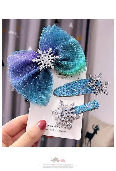 

flower headwear children hair accessories girls princess aisha blue large bow hairpin, Slivery;white