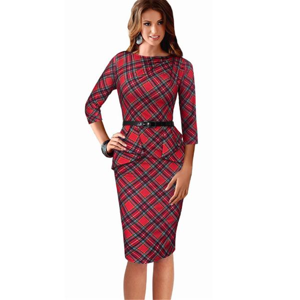 

plaid print women bodycon dresses crew neck ladies casual streetwear dresses autumn trendy womens office lady clothing, Black;gray