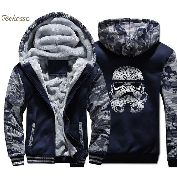 

hoodie men hooded sweatshirt coat 2018 thick fleece warm join the empire camouflage jacket cool hoody mens, Black