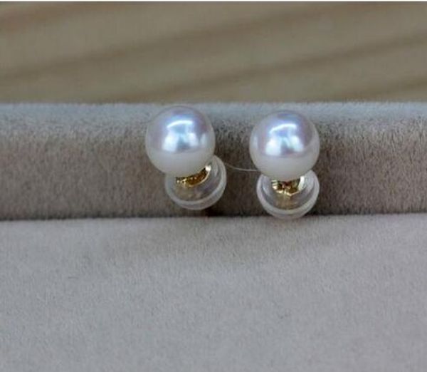 

gran 11-12mm mar del sur natural genuino blanco perla pendiente, White