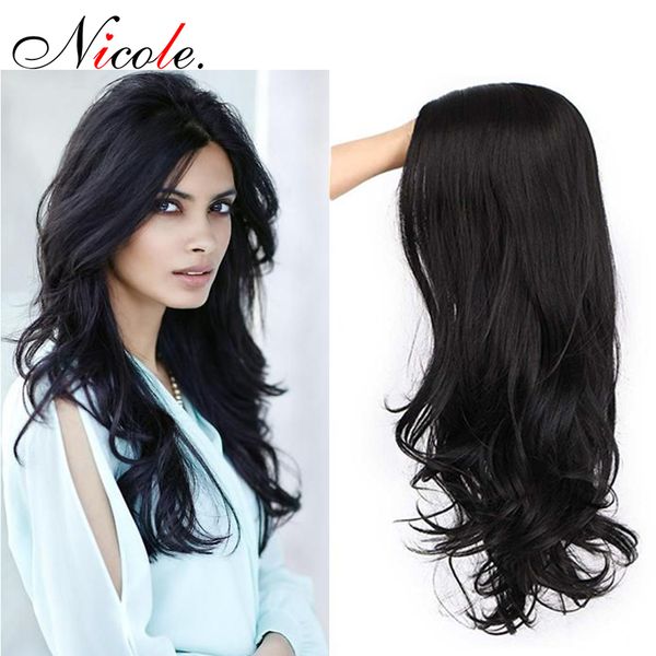 

nicole middle part 20 inch body wave wigs natural black high temperature fiber soft synthetic wigs for women ing