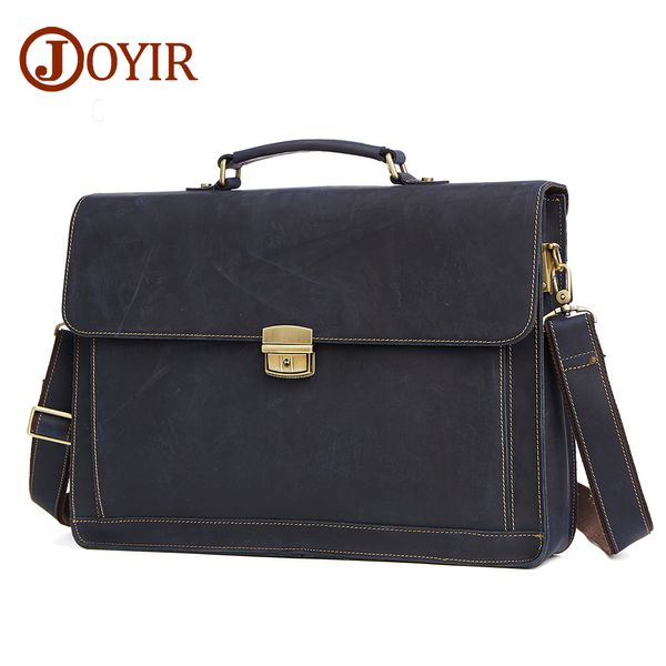 

joyir men's briefcase crazy horse genuine leather men's business bag vintage office messenger shoulder bag for male men handbag