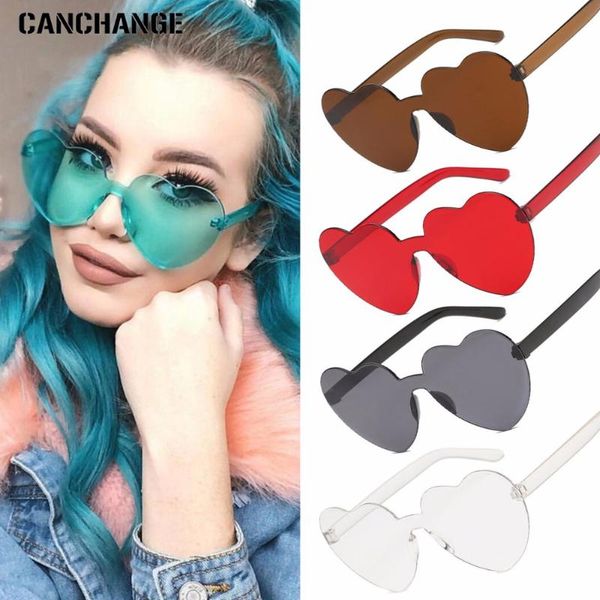 

new vacation retro glasses cute lovely heart rimless sunglasses women brand eyewear candy color eyewear, White;black