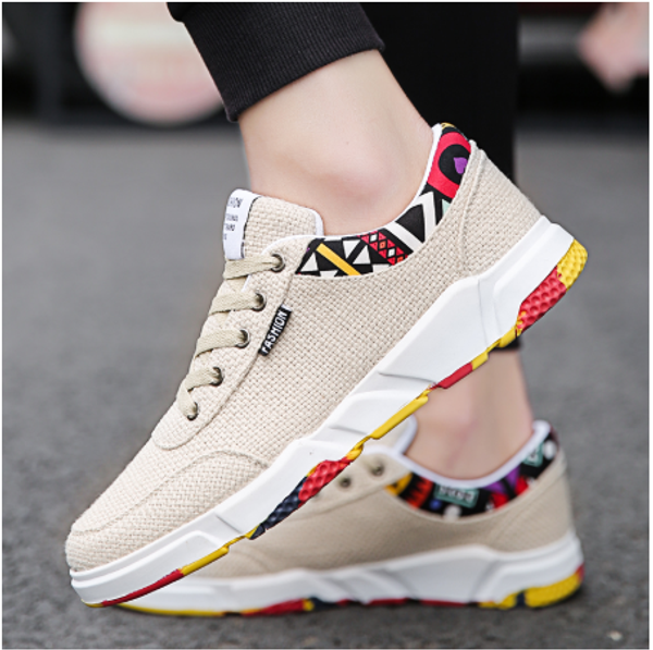 

sneaker man summer linen chic canvas shoe man breathable casual shoe, Black