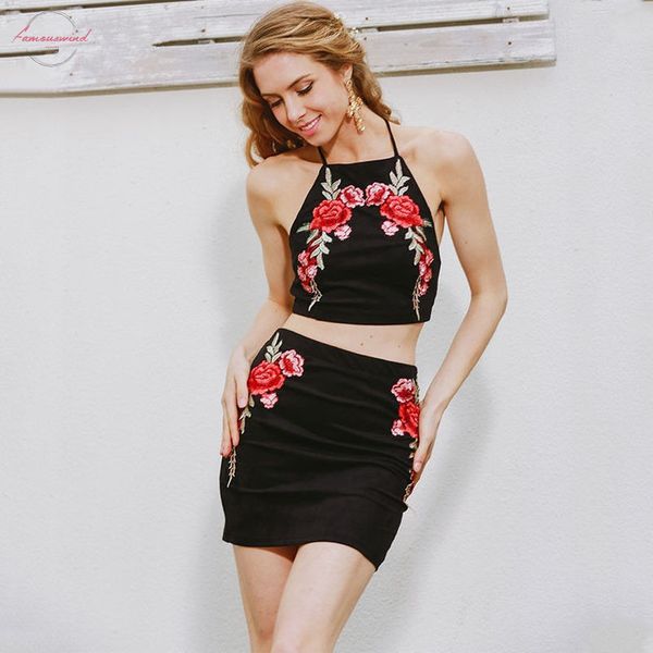 

new fashion women clothes boho halter neck embroidery cami crop sleeveless women polyester clothing camis, White