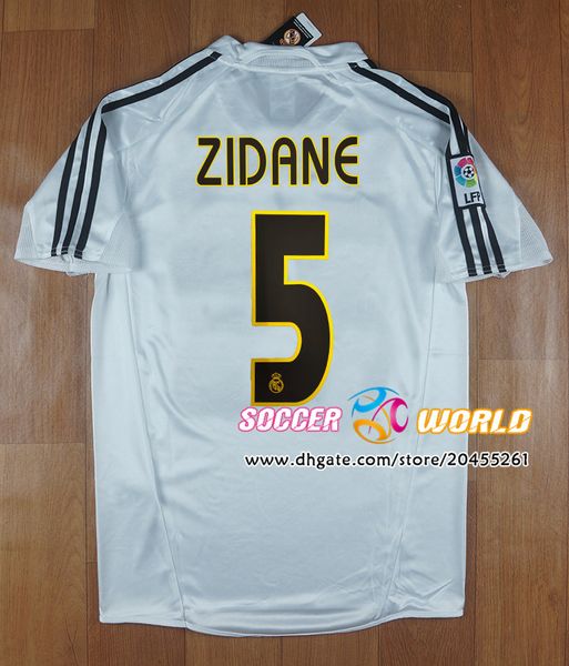 

retro beckham real madrid soccer jerseys zidane 04 05 season home white shirts ronaldo size s-2xl, Black;yellow
