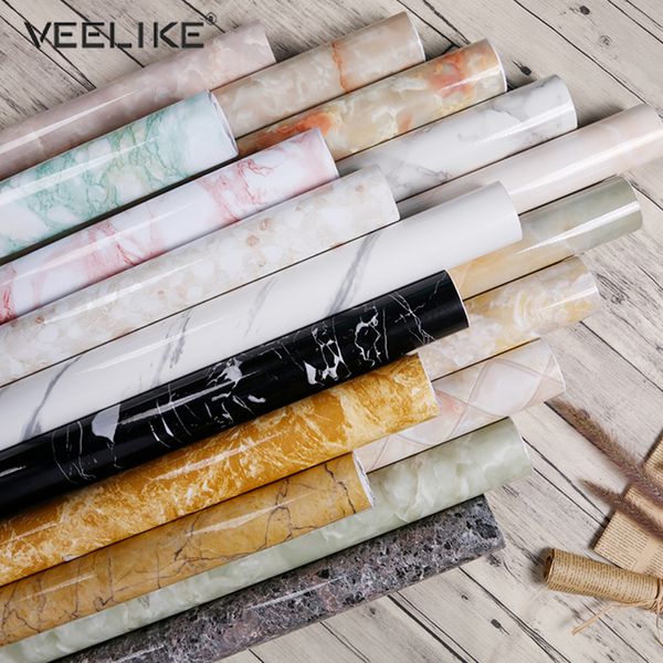 

pvc marble waterproof contact paper vinyl self adhesive wallpaper decorative film kitchen cabinets counterfurniture stickers