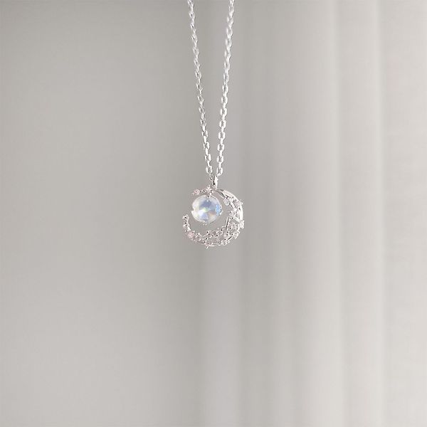 

луна представляет мое сердце стерлингового серебра 925 кружева ожерелье, Silver