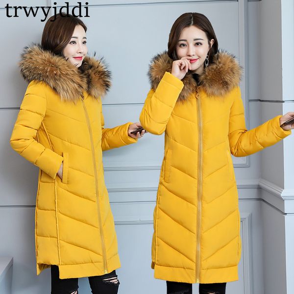 

2019 new long section fashion women's cotton clothes korean casual thickening parkas coat winter jacket women cotton jacket n330, Black
