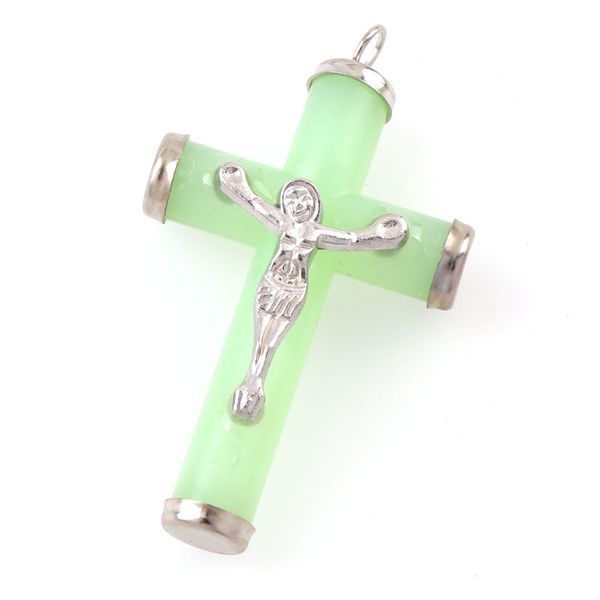 

5pieces resin pendant luminous jesus religious crucifix pendants charm necklace jewelry, Black