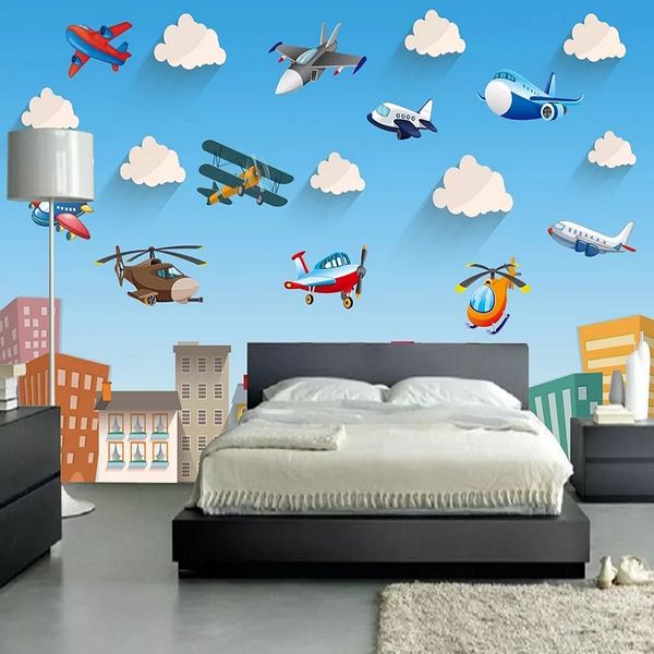 

пользовательские большой настенная 3d обои мультфильм мило голубое небо и белые облака ребенок спальня настенная tv задней стены декор глубо