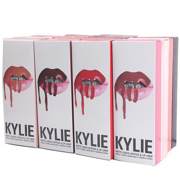 

2019 12 sets 42 styles lip kit 1 lipstick + 1 lipliner liquid matte lipstick in red velvet makeup in stock