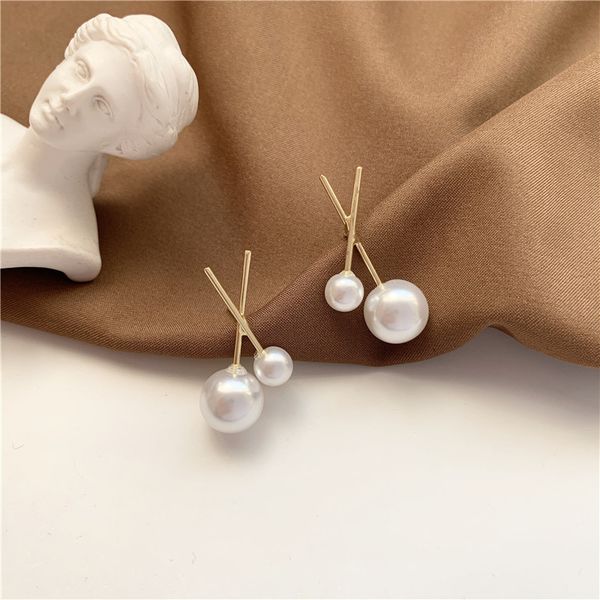 

fashion statement pearl stud earrings 2020 geometric cross earrings for women modern female jewelry, Golden;silver