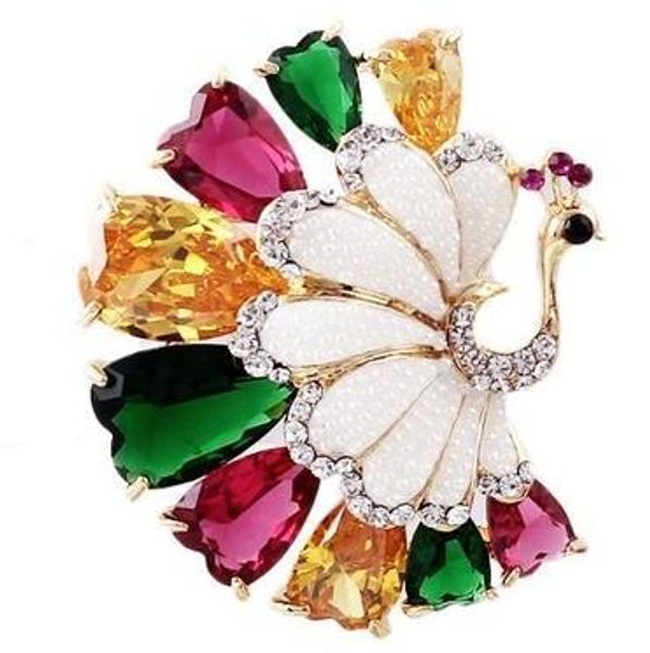 

colorful crystal peacock chest brooch ( 4.5*3.8cm ) (myyhmz, Gray