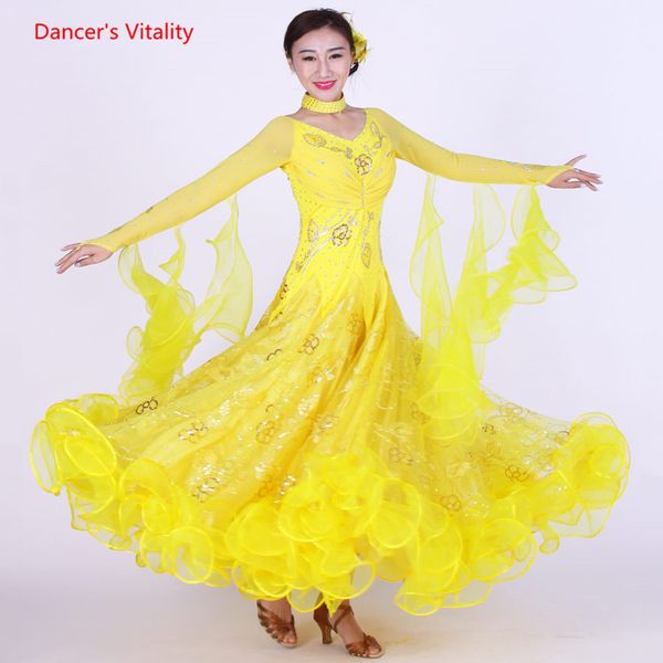 

2019 new ballroom dance dress luxury diamond sequins big swing dresses lady's latin waltz tango dancing performance costumes, Black;red