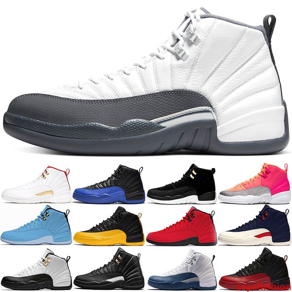 

men basketball shoes 12 chaussures 12s dark grey game royal reverse taxi punch gym red white mens trainers sport sneakers size 40-47