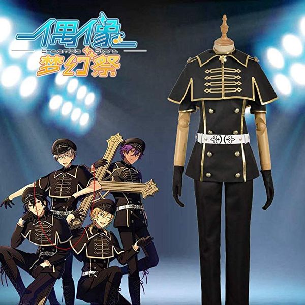 

ensemble stars oogami koga short sleeve uniform cosplay costume, Black