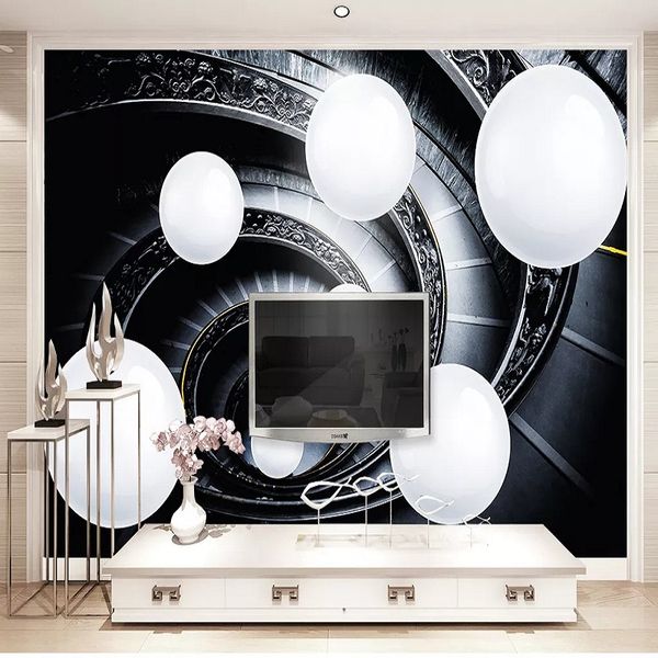 

custom large mural 3d wallpaper modern creative abstract space sphere spiral staircase tv back wall decor deep 5d embossed