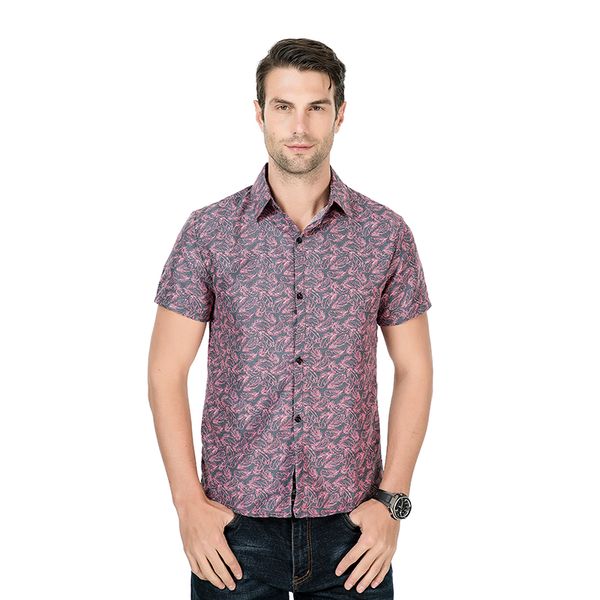 

markyi eu size 2019 new summer slim fit shirt feather print short sleeve casual shirts korean clothes men, White;black