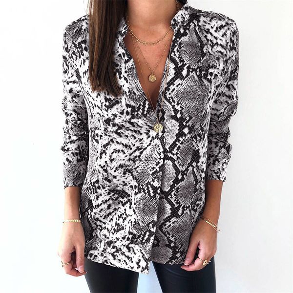 

ladies blouse women snake animal print blouse and animal print shirt casual plus size v neck serpentine fashion women blouses autumn, White