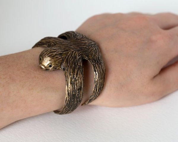 

adjustable sloth bracelet - animal jewelry, Black