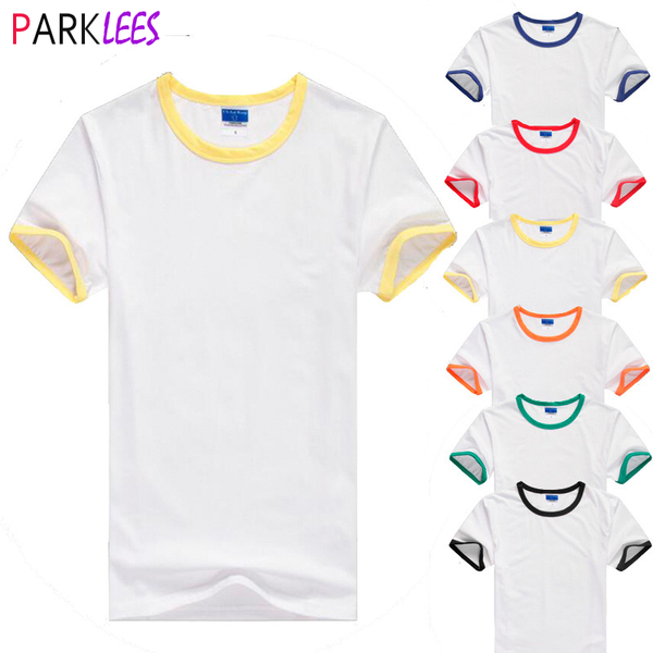 

6 colors contrast design couple baseball t shirt men women 2020 summer short sleeve crew neck jersey t shirt men cotton tee, White;black