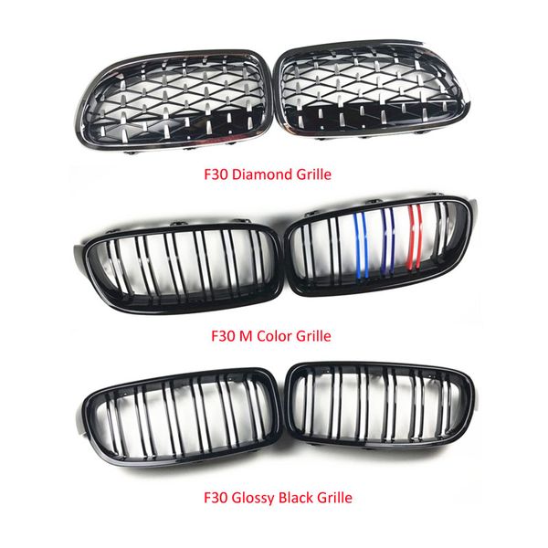 Auto-Grill F30 F31 F35 glänzend schwarz Dual Line ABS für 3er Diamond Style 2012+ Frontgrills M-Farbe