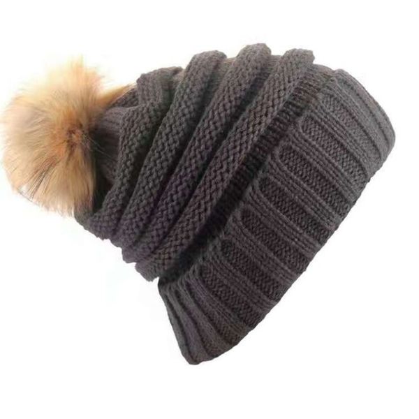 

wool-ball knitted cross-border hair-cap, women and men autumn and winter, warm and european fashion casual cap, to be customized, Blue;gray