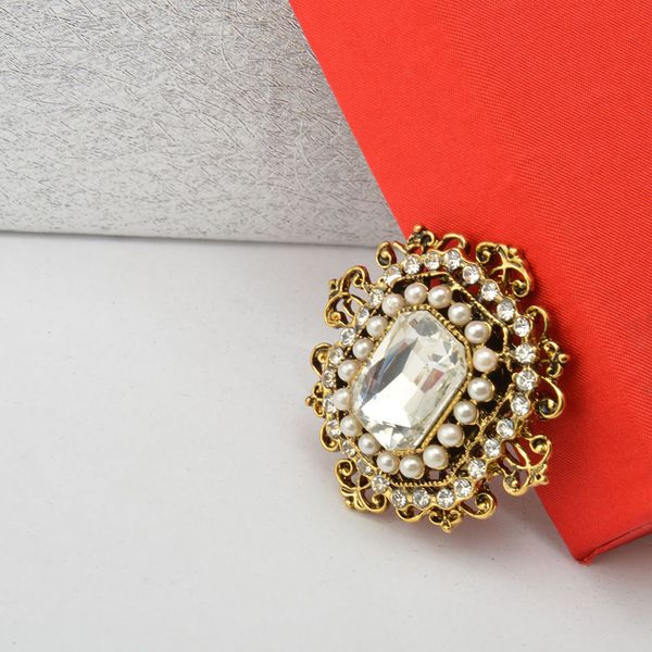 

vintage boho crystal rhinestone flower collar brooch pin wedding bridal gift, Gray