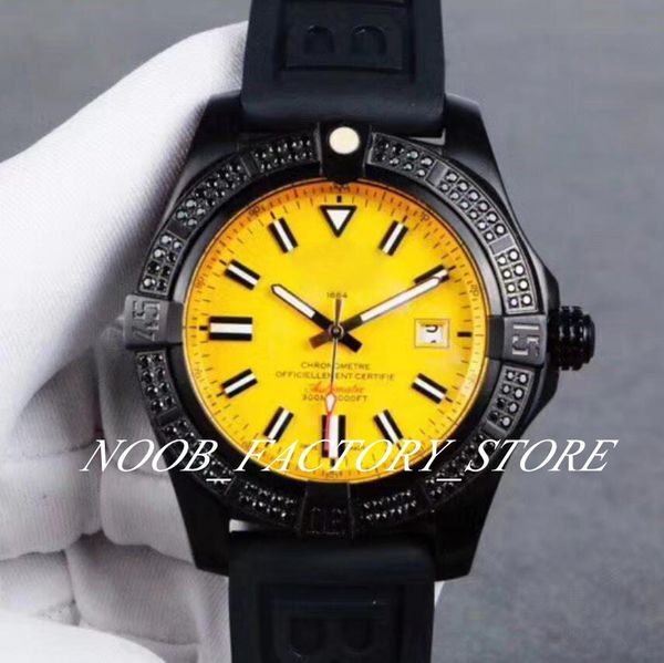 

luxury factory avengers blackbird scout 44 series v17311101b1w1 1884 yellow dial automatic movement black rubber strap wristwatch men watch, Slivery;brown