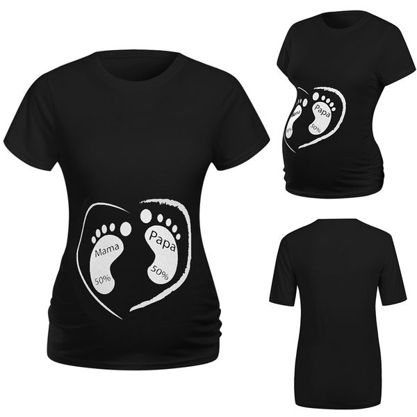 

women maternity short sleeve cartoon print t-shirt pregnancy clothes, White