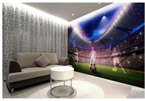 Campo da calcio 3d sfondo muro decorativo pittura murales 3D sfondi gratuiti per soggiorno