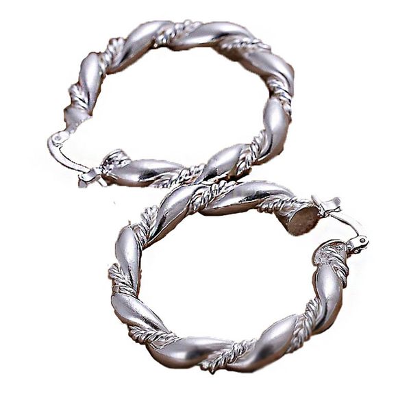 

pengbin creative twisted hoop earrings simple alloy circle earrings ear piercing jewelry for women and girls, Golden;silver