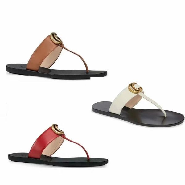 

2023s flip design sandals leather slipper slip on men women black silver red white version with box dust bag