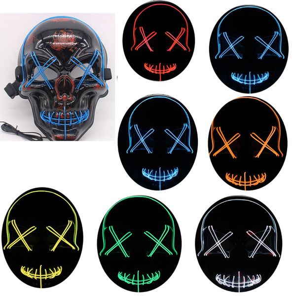 

led череп маска halloween light up scary необычные маски для детей партии маски для взрослых 10 цветов wx9-1595