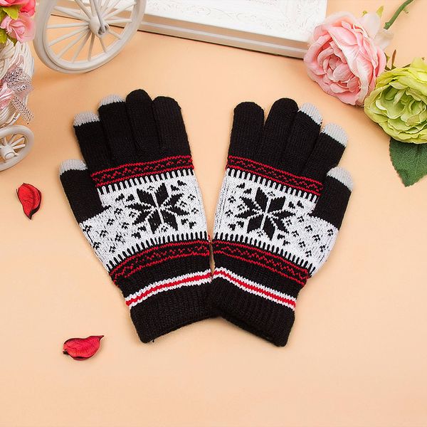 BULK Warm Winter Knitted Snowflake Touch Screen Gloves Cold Winter Wear Apparel