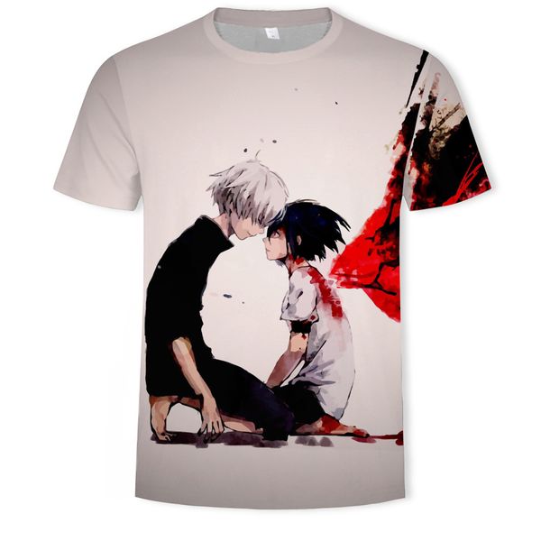 

mens designer tokyo ghouls cartoon t-shirt gold 3d digital printing stereo pattern printing men, White;black
