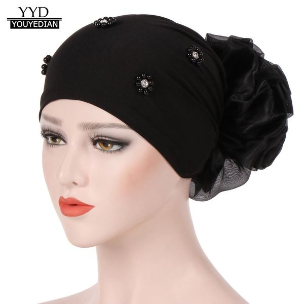 

winter hats for women fashion 2018 women beading india hat muslim ruffle cancer chemo beanie scarf turban wrap cap bonnet femme, Blue;gray