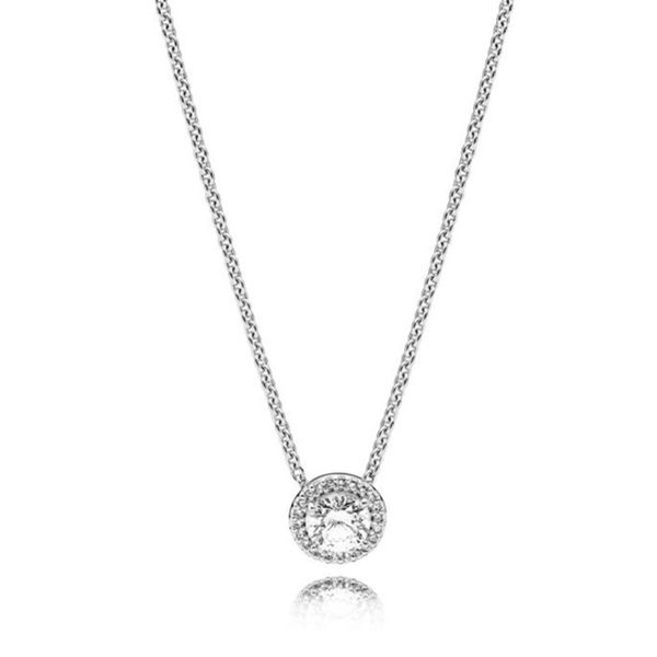 Nuovo 100% argento sterling 925 rotondo a forma di cuore romantico con Clear CZ collana semplice per le donne regalo di gioielli di moda originale otto