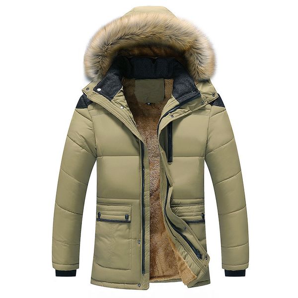 

cotton cashmere windbreaker with hat cotton-padded clothes tide men's leisure man loose down jacket coat parka men camperas 6xl, Tan;black