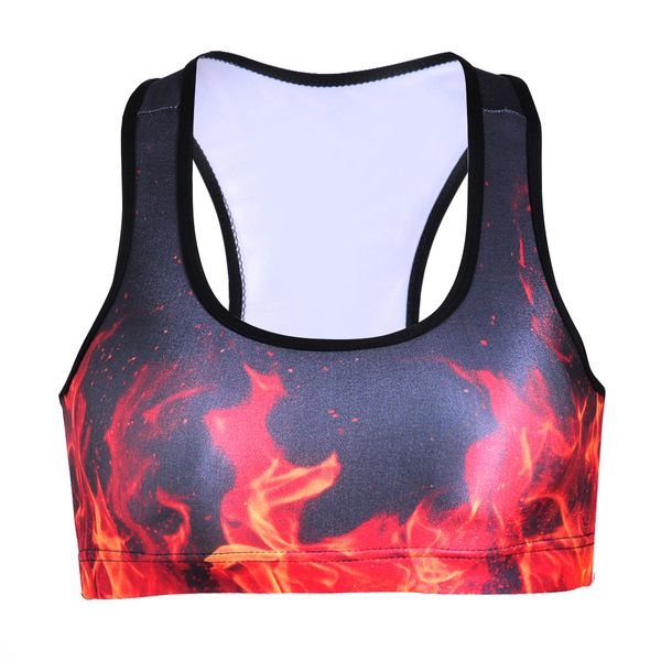 

digital printing burning flame ring-bra vests gym shirt women vest gym deportivo mujer