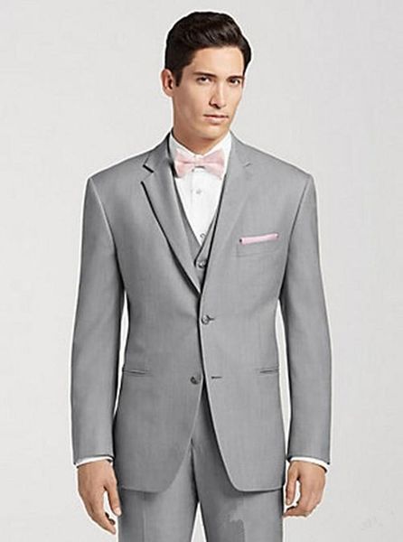 

two button light grey groom tuxedos notch lapel groomsmen man suits mens wedding suits (jacket+pants+vest+tie) 4245, Black;gray