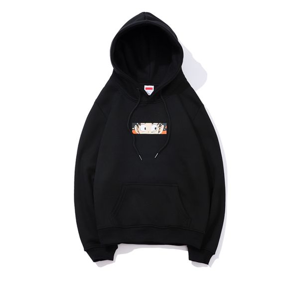 

высокое качество мужские толстовки новая красная коробка логотип толстовка классическая мода хлопок свитер с капюшоном тенденция свободные г, Black