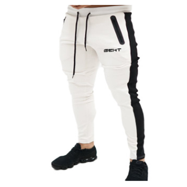 

autumn new mens casual pants fitness hip hop men skinny sweatpants trousers gyms jogger track pants, Black